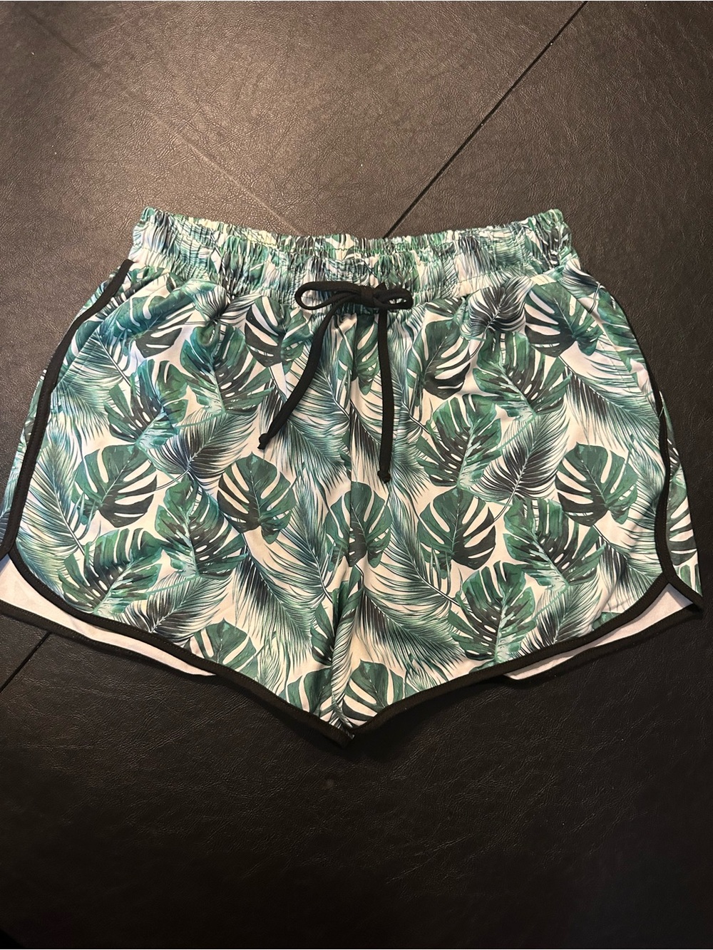 Jess Lea Women’s Tropical Leaf Athletic Shorts — Green Print